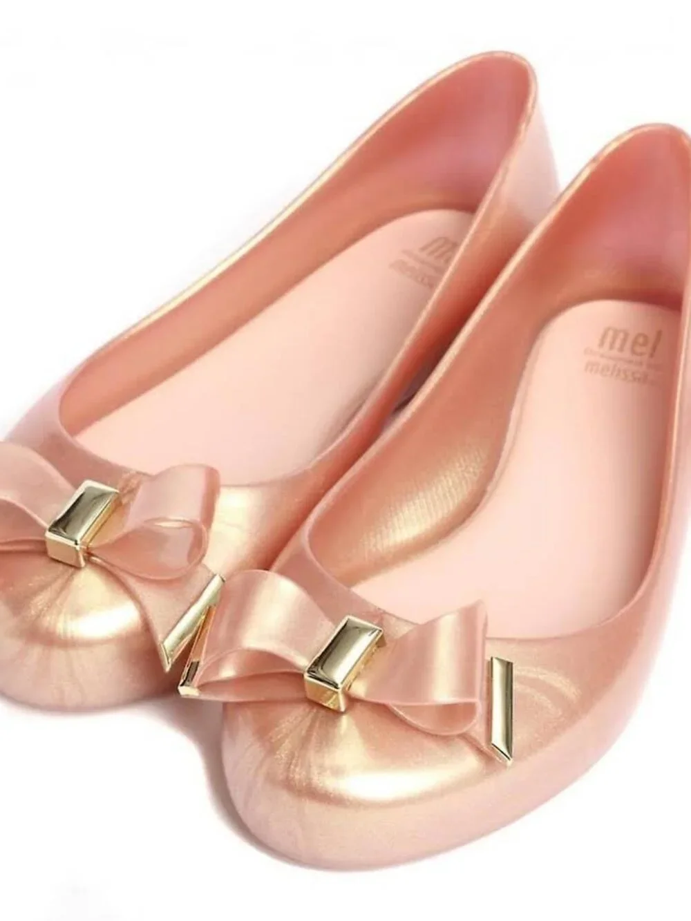 LIKE NEW Mini Melissa DREAMED BY BOW ROSE GOLD PINK SHOES SIZE 2